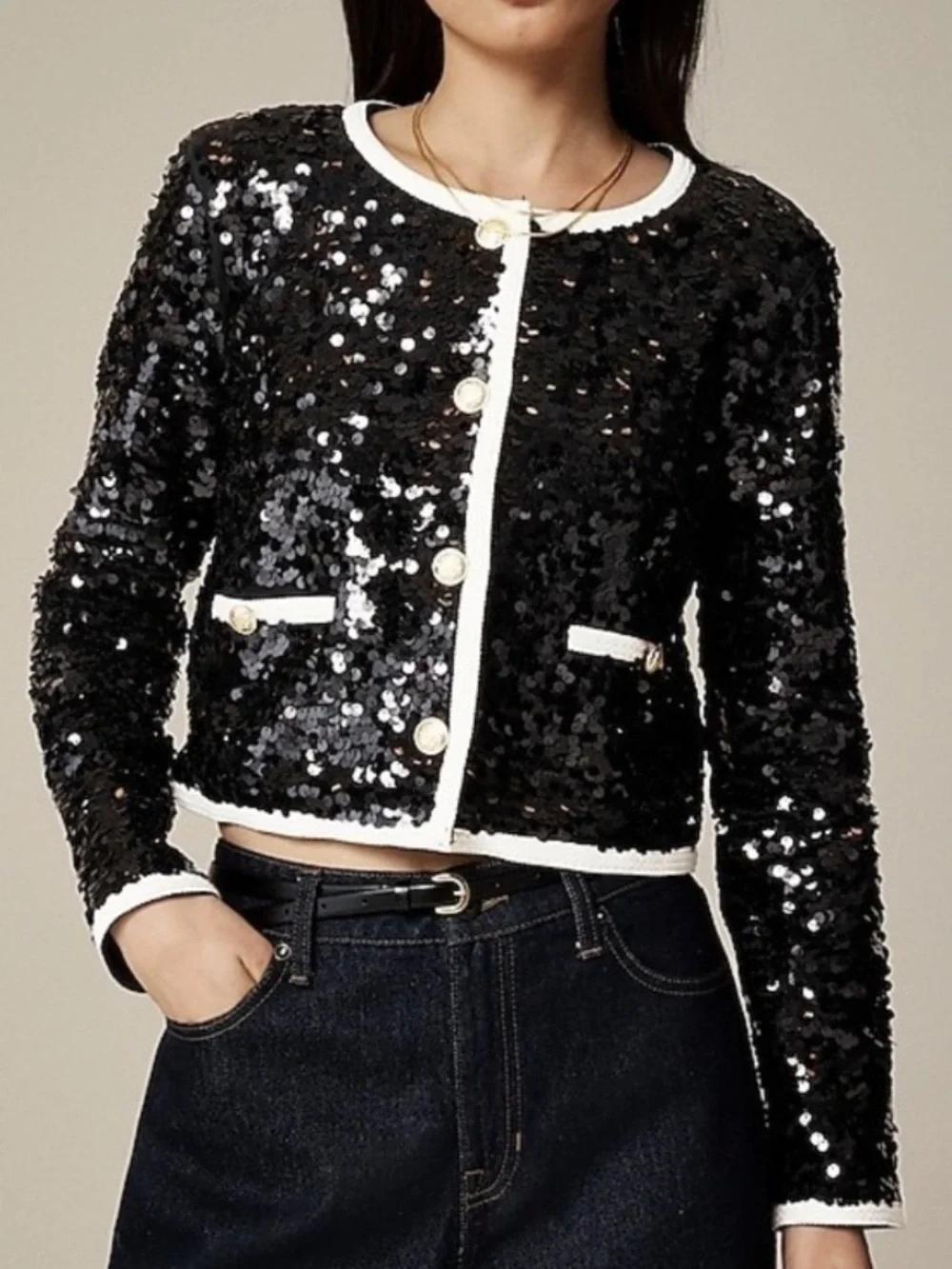 J.Crew Mariner Jersey Lady Jacket with Sequins Size Medium